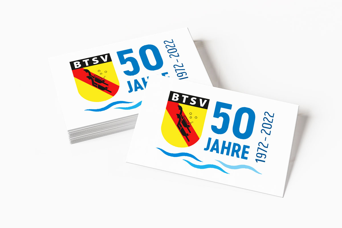 Logo für das 50-jährige Jubiläum des Badischen Tauchsportverbands, BTSV e.V.